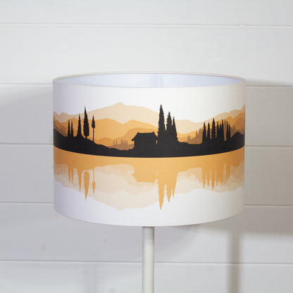 Landscape Reflection #3 Print Lampshade Drum Lamp Shade 30cm(d) x 20cm(h) - Orange