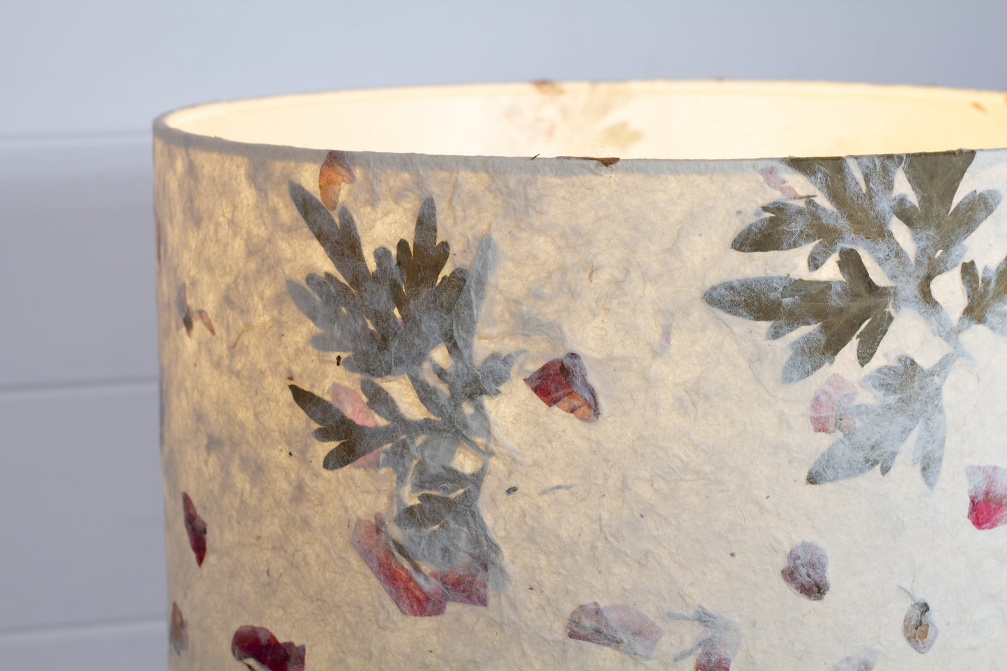 Drum Lamp Shade - B142 ~ Leaves and Flowers, 30cm(d) x 20cm(h)