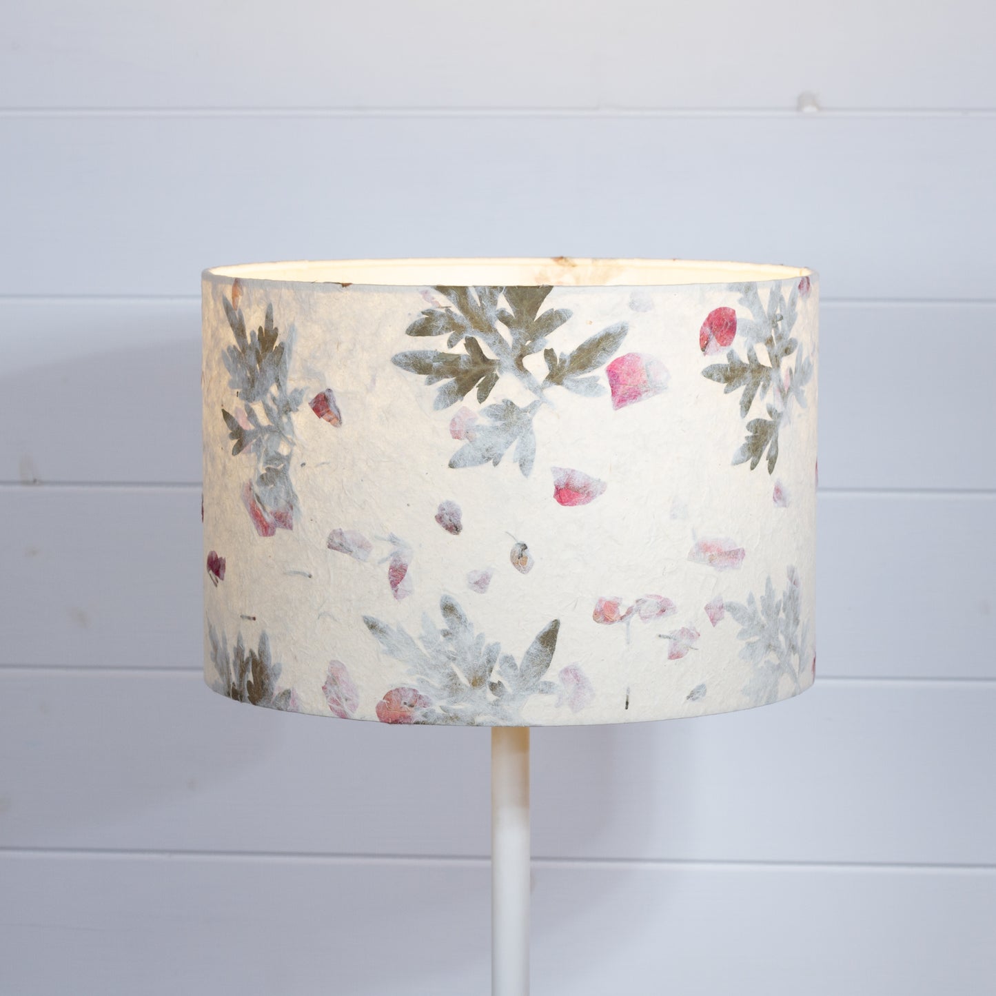 Drum Lamp Shade - B142 ~ Leaves and Flowers, 30cm(d) x 20cm(h)