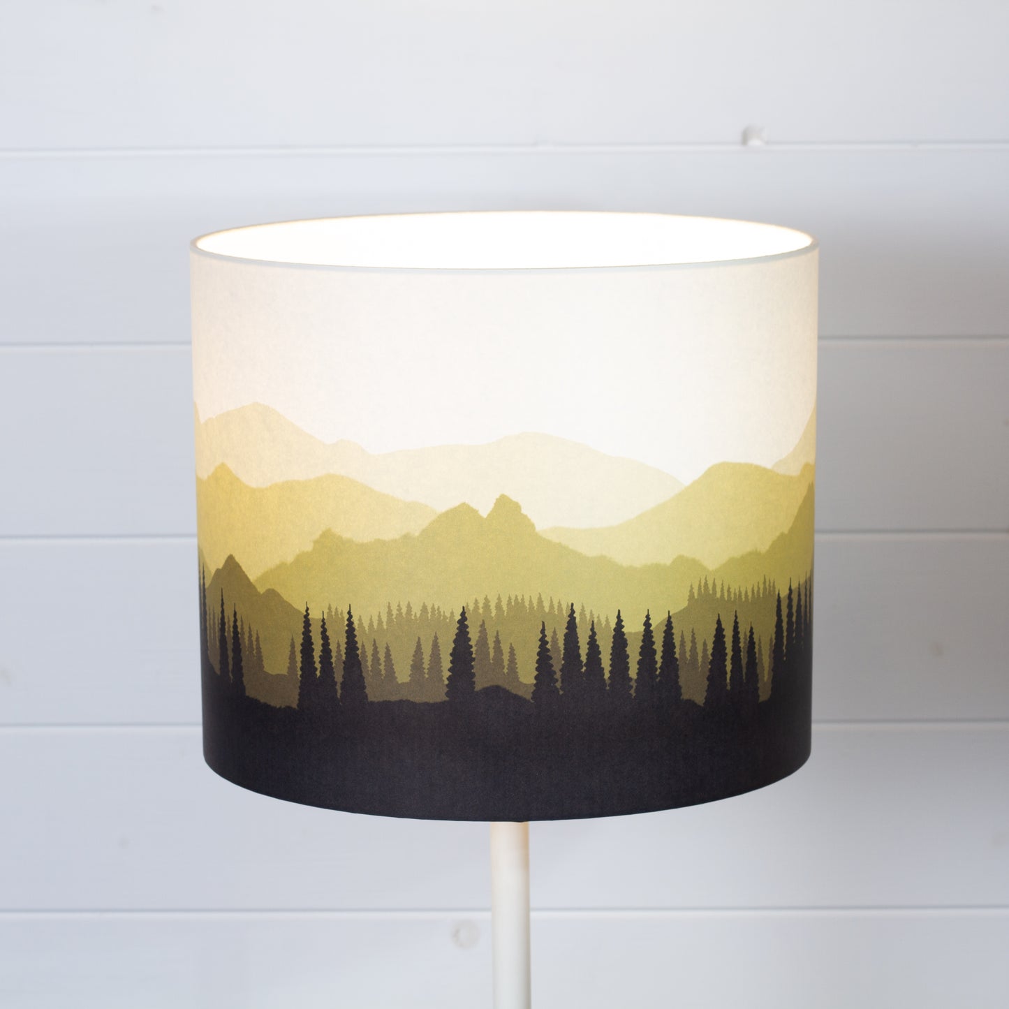 Landscape #4 Print Drum Lamp Shade 30cm(d) x 25cm(h) - Yellow