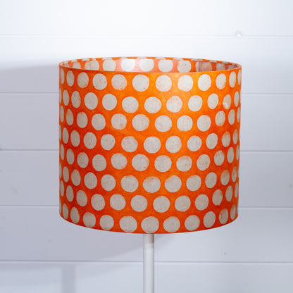 Drum Lamp Shade - B110 ~ Batik Dots on Orange, 30cm(d) x 25cm(h)