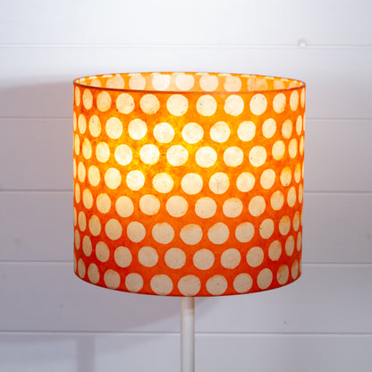 Drum Lamp Shade - B110 ~ Batik Dots on Orange, 30cm(d) x 25cm(h)