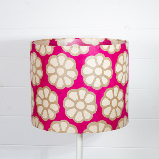 Drum Lamp Shade - P22 Batik Big Flower on Hot Pink, 30cm(d) x 25cm(h)