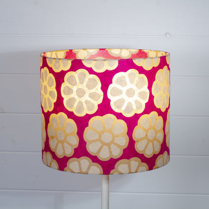 Drum Lamp Shade - P22 Batik Big Flower on Hot Pink, 30cm(d) x 25cm(h)