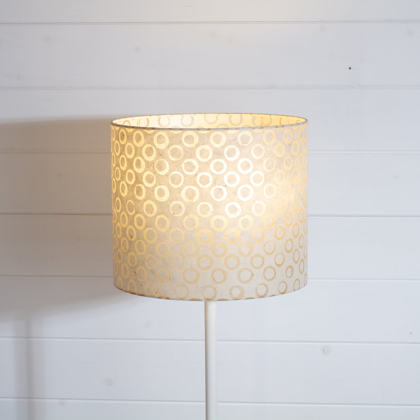 Drum Lamp Shade - P74 - Batik Natural Circles, 30cm(d) x 25cm(h)