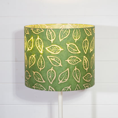 Drum Lamp Shade - P29 - Batik Leaf on Green, 30cm(d) x 25cm(h)