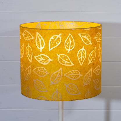 Drum Lamp Shade - B107 ~ Batik Leaf Yellow, 30cm(d) x 25cm(h)