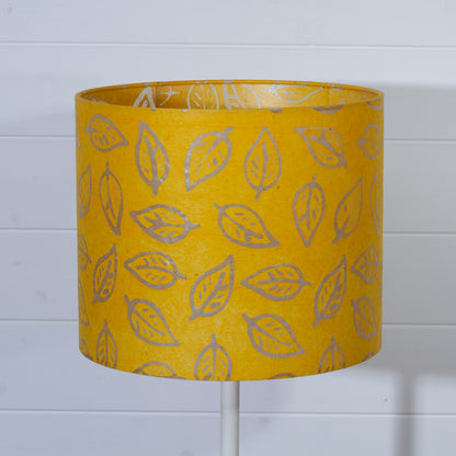 Drum Lamp Shade - B107 ~ Batik Leaf Yellow, 30cm(d) x 25cm(h)