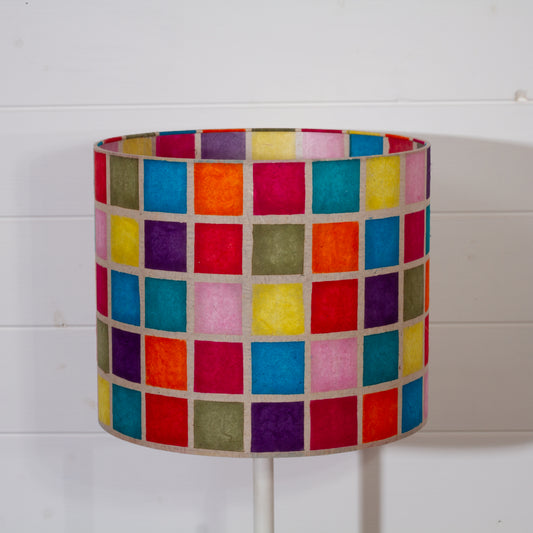 Drum Lamp Shade - P01 - Batik Multi Square, 30cm(d) x 25cm(h)