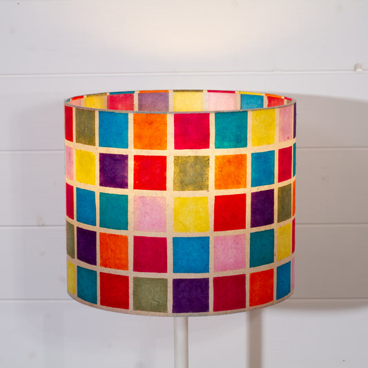 Drum Lamp Shade - P01 - Batik Multi Square, 30cm(d) x 25cm(h)
