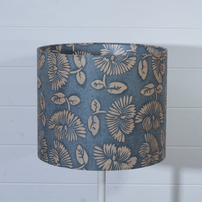 Drum Lamp Shade - B119 Batik Peony Grey, 30cm(d) x 25cm(h)
