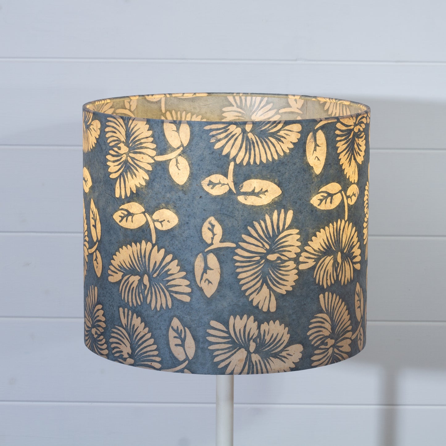 Drum Lamp Shade - B119 Batik Peony Grey, 30cm(d) x 25cm(h)