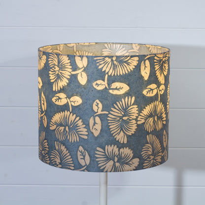 Drum Lamp Shade - B119 Batik Peony Grey, 30cm(d) x 25cm(h)