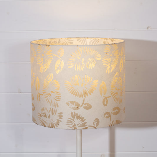Drum Lamp Shade - P09 - Batik Peony on Natural, 30cm(d) x 25cm(h)
