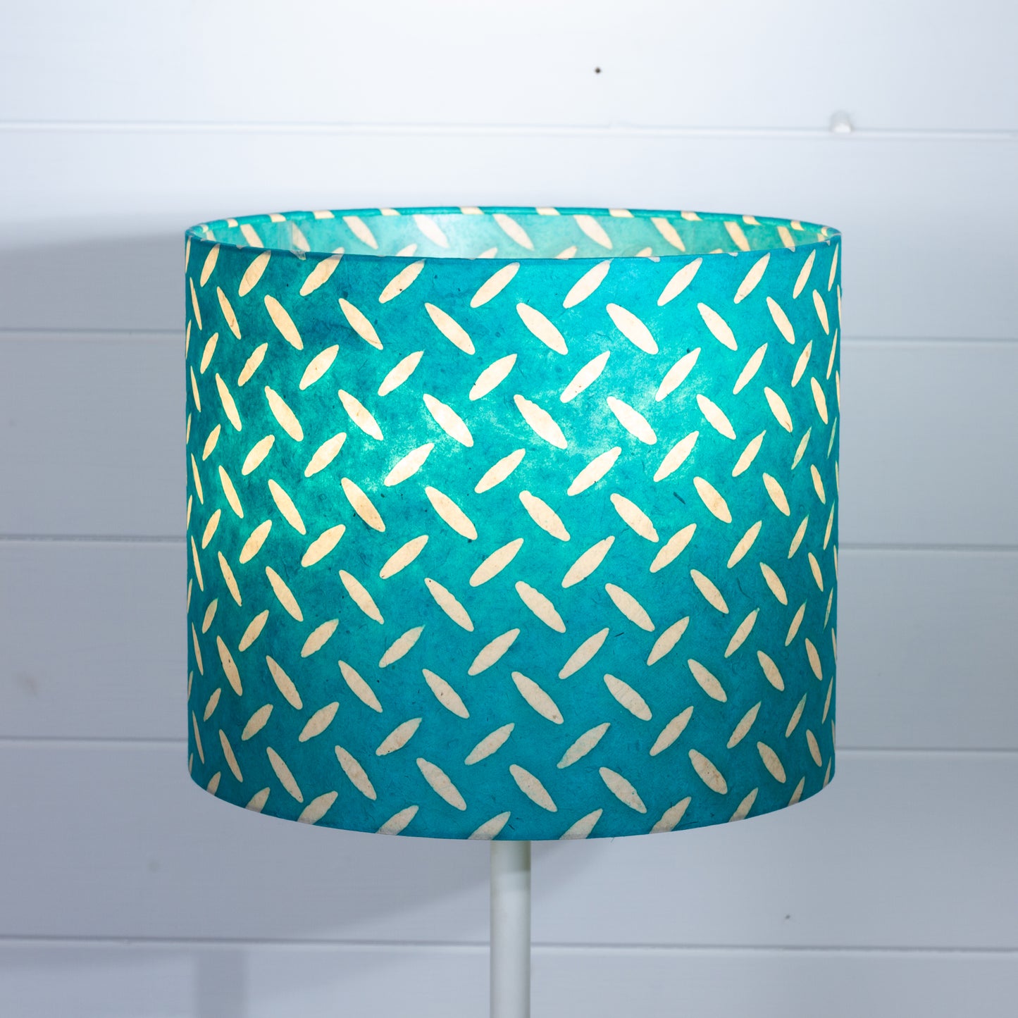Drum Lamp Shade - P15 - Batik Tread Plate Mint Green, 30cm(d) x 25cm(h)