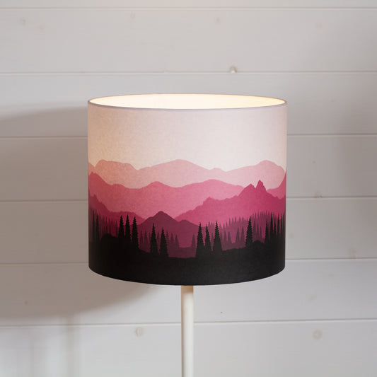 Landscape #4 Print Drum Lamp Shade 30cm(d) x 25cm(h) - Pink