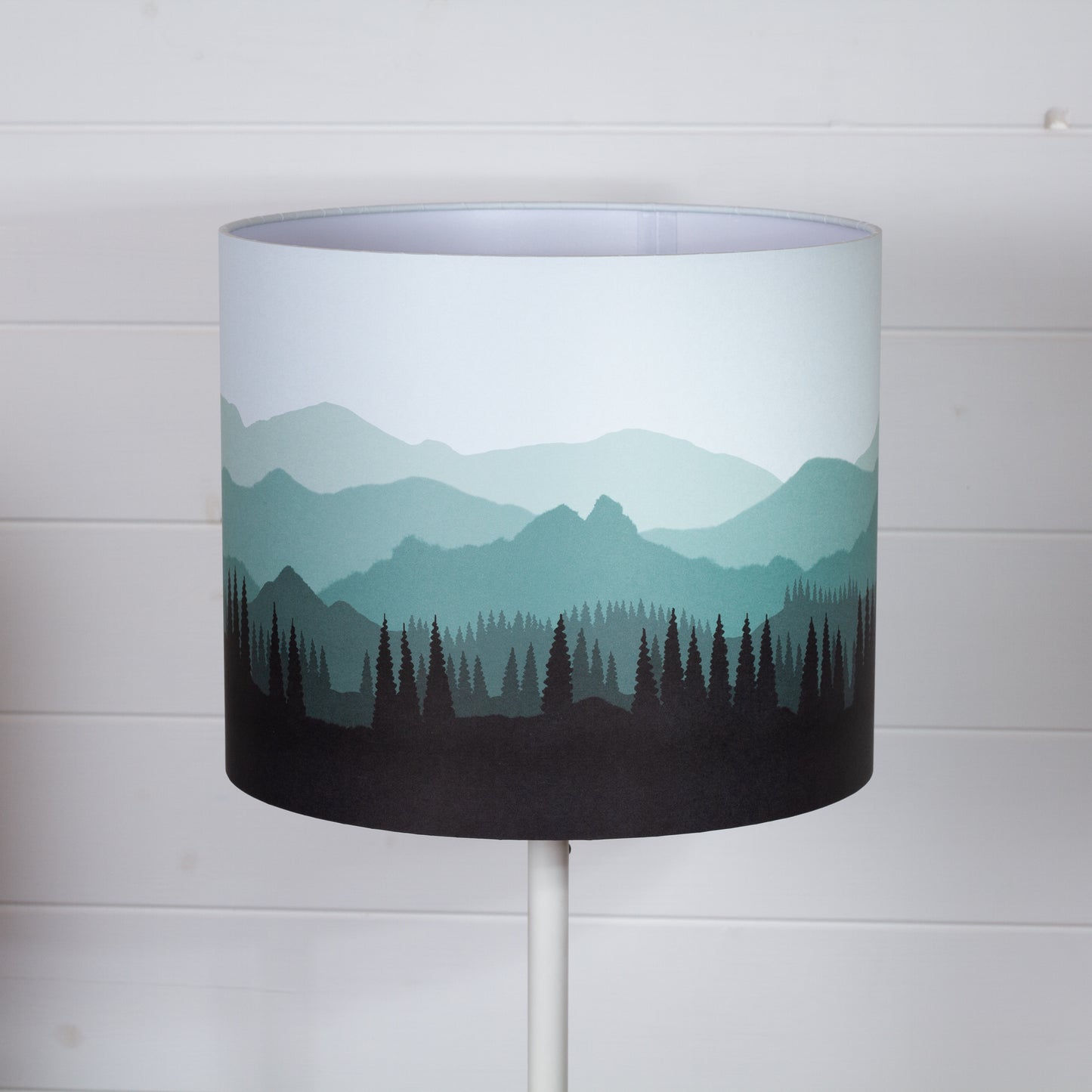 Landscape #4 Print Drum Lamp Shade 30cm(d) x 25cm(h) - Green