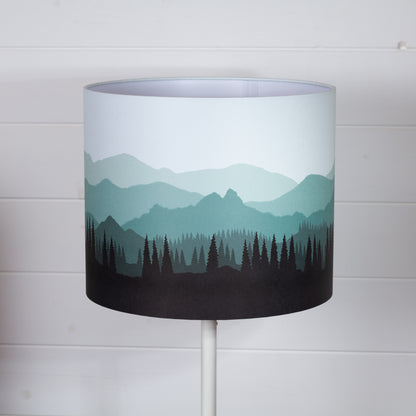 Landscape #4 Print Drum Lamp Shade 30cm(d) x 25cm(h) - Green