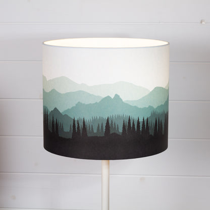 Landscape #4 Print Drum Lamp Shade 30cm(d) x 25cm(h) - Green
