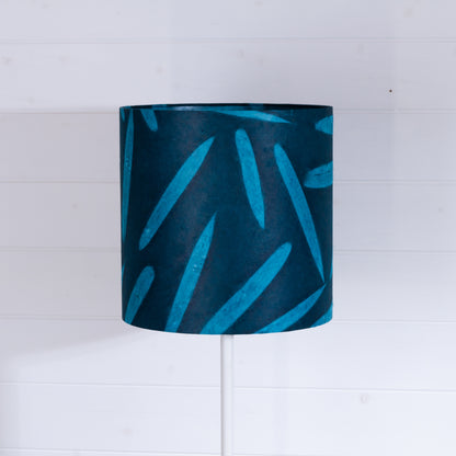 Drum Lamp Shade - P99 - Resistance Dyed Teal Bamboo, 30cm(d) x 30cm(h)