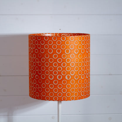 Drum Lamp Shade - P03 - Batik Orange Circles, 30cm(d) x 30cm(h)
