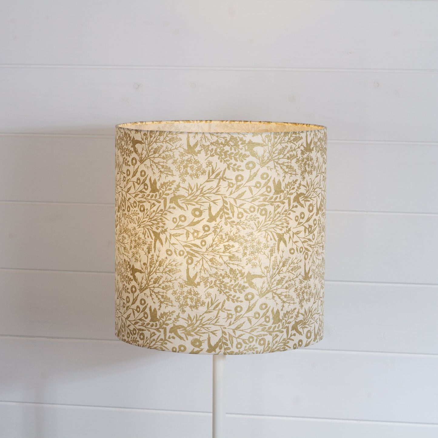 Drum Lamp Shade - B135 ~ Gold Birds, 30cm(d) x 30cm(h)