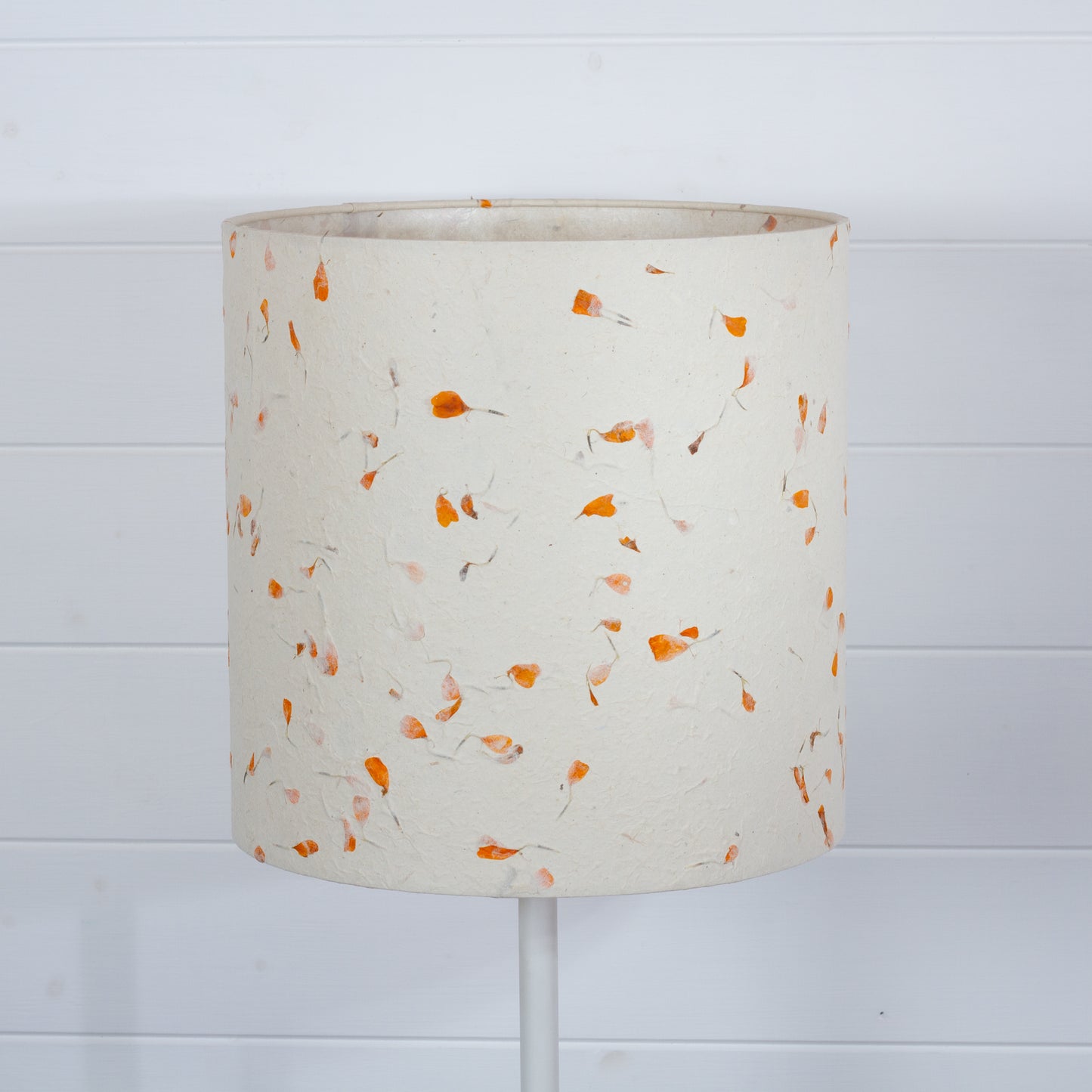 Drum Lamp Shade - P32 - Marigold Petals on Natural Lokta, 30cm(d) x 30cm(h)
