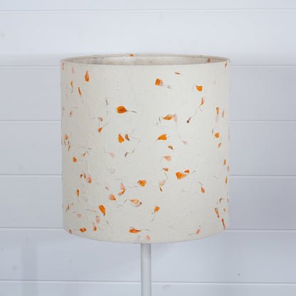 Drum Lamp Shade - P32 - Marigold Petals on Natural Lokta, 30cm(d) x 30cm(h)