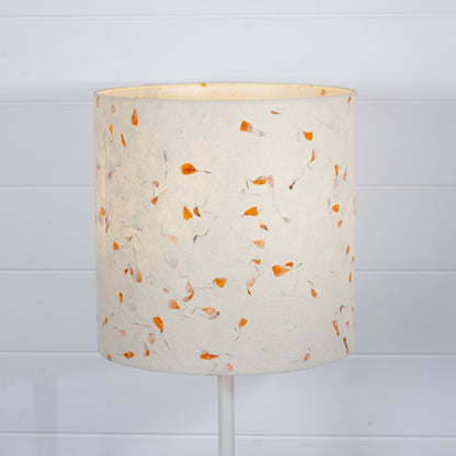 Drum Lamp Shade - P32 - Marigold Petals on Natural Lokta, 30cm(d) x 30cm(h)