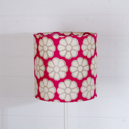 Drum Lamp Shade - P22 - Batik Big Flower on Hot Pink, 30cm(d) x 30cm(h)