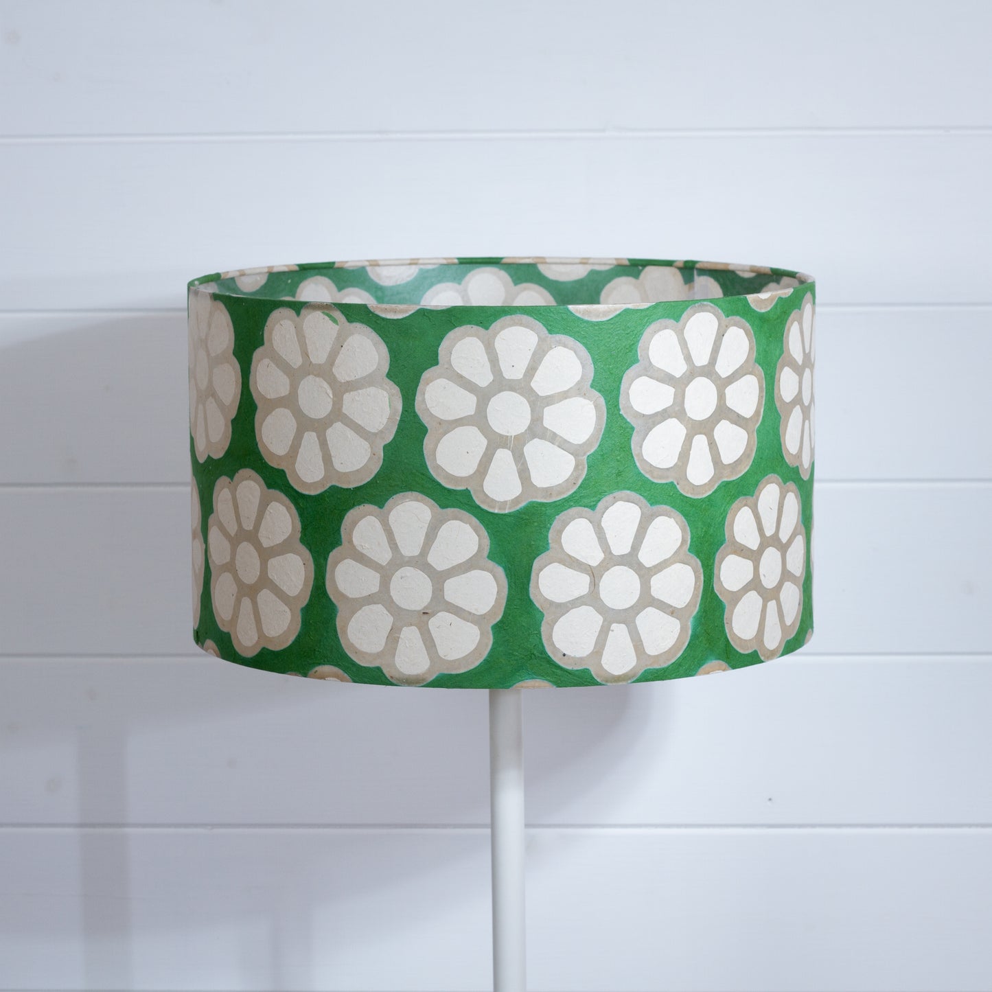 Drum Lamp Shade - B127 ~ Batik Big Flower Green, 35cm(d) x 20cm(h)