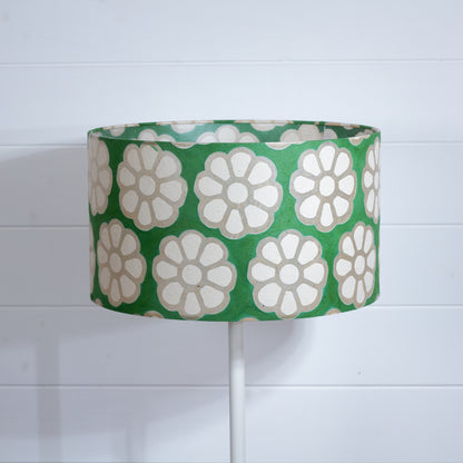 Drum Lamp Shade - B127 ~ Batik Big Flower Green, 35cm(d) x 20cm(h)
