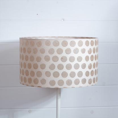 Drum Lamp Shade - P85 ~ Batik Dots on Natural, 35cm(d) x 20cm(h)