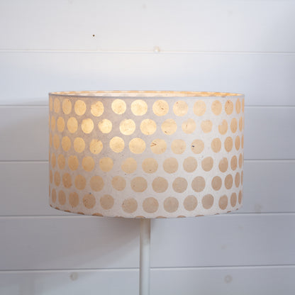 Drum Lamp Shade - P85 ~ Batik Dots on Natural, 35cm(d) x 20cm(h)