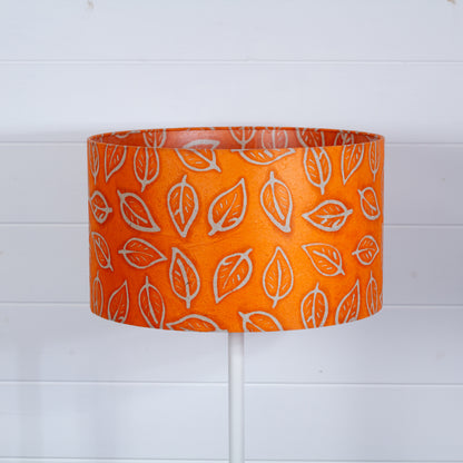 Drum Lamp Shade - B123 ~ Batik Leaf Orange, 35cm(d) x 20cm(h)