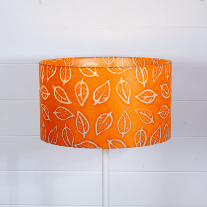 Drum Lamp Shade - B123 ~ Batik Leaf Orange, 35cm(d) x 20cm(h)