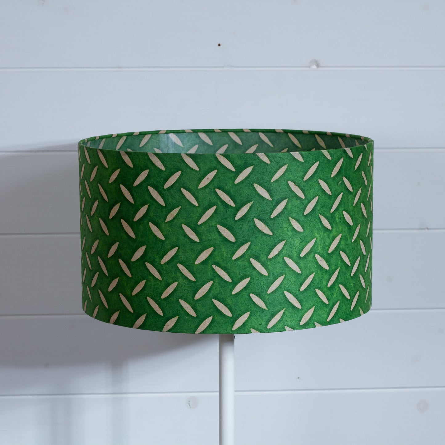 Drum Lamp Shade - P96 - Batik Tread Plate Green, 35cm(d) x 20cm(h)
