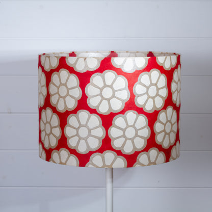 Drum Lamp Shade - P18 - Batik Big Flower on Red, 35cm(d) x 30cm(h)