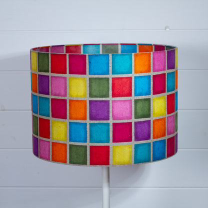 Drum Lamp Shade - P01 - Batik Multi Square, 35cm(d) x 30cm(h)