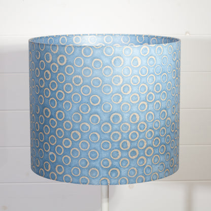 Drum Lamp Shade - P72 - Batik Blue Circles, 35cm(d) x 30cm(h)