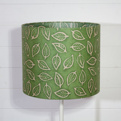 Drum Lamp Shade - P29 - Batik Leaf on Green, 35cm(d) x 30cm(h)