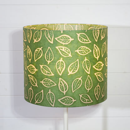 Drum Lamp Shade - P29 - Batik Leaf on Green, 35cm(d) x 30cm(h)