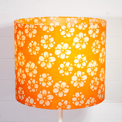 Drum Lamp Shade - P94 - Batik Star Flower on Orange, 35cm(d) x 30cm(h)