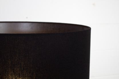 Drum Lamp Shade - F170 ~ Black Linen, 35cm(d) x 30cm(h)