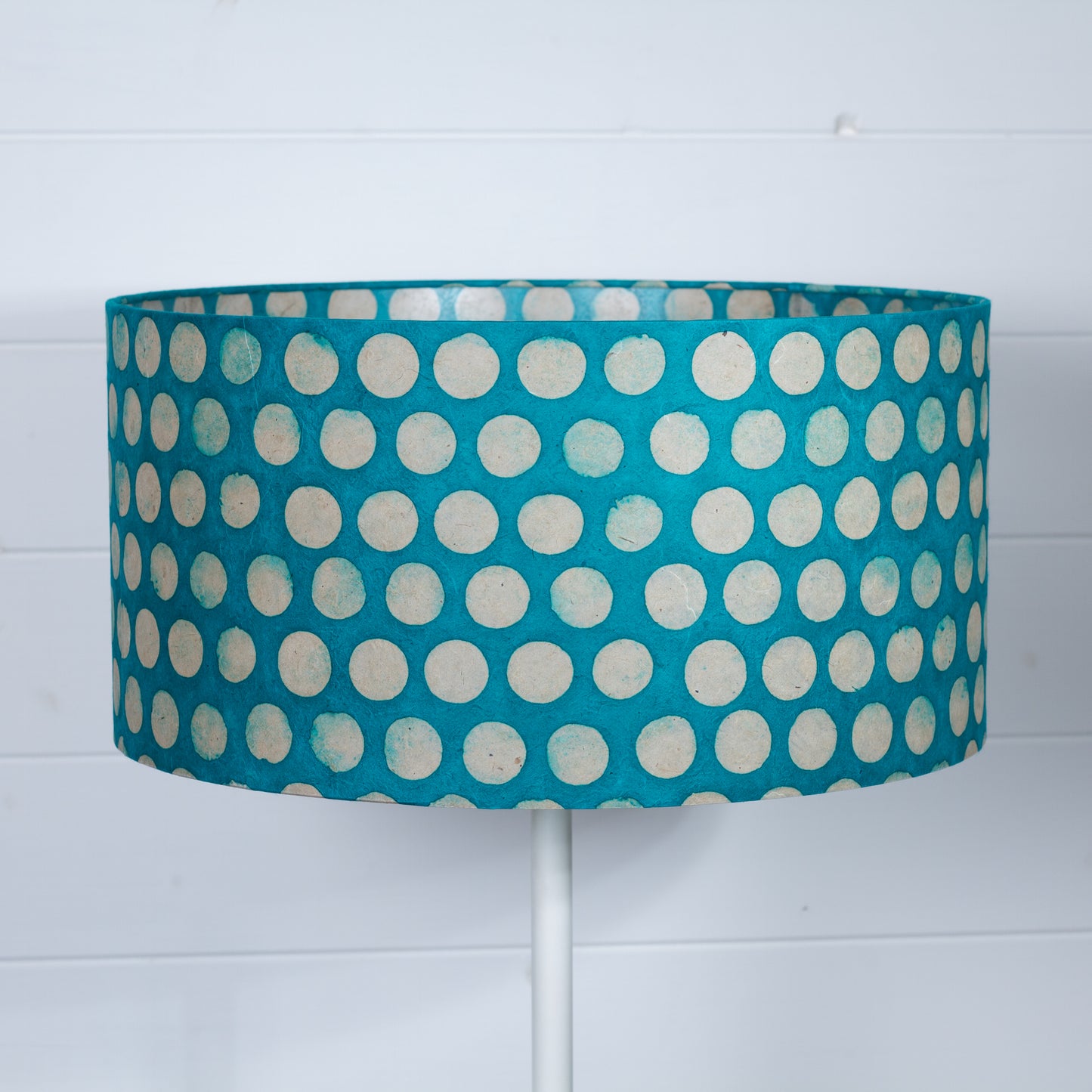 Drum Lamp Shade - P97 - Batik Dots on Cyan, 40cm(d) x 20cm(h)