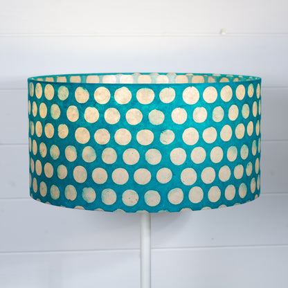 Drum Lamp Shade - P97 - Batik Dots on Cyan, 40cm(d) x 20cm(h)