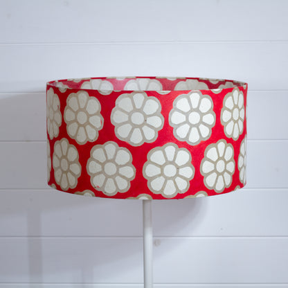 Drum Lamp Shade - P18 - Batik Big Flower on Red, 40cm(d) x 20cm(h)
