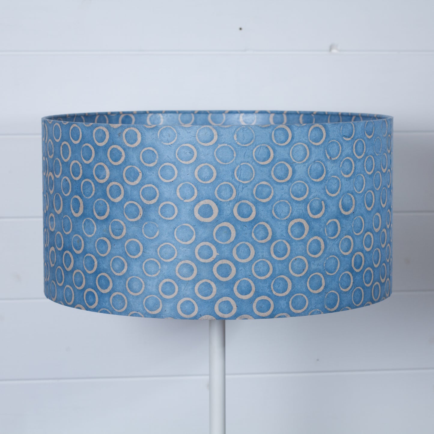 Drum Lamp Shade - P72 - Batik Blue Circles, 40cm(d) x 20cm(h)