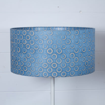 Drum Lamp Shade - P72 - Batik Blue Circles, 40cm(d) x 20cm(h)