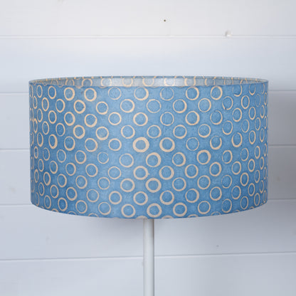 Drum Lamp Shade - P72 - Batik Blue Circles, 40cm(d) x 20cm(h)